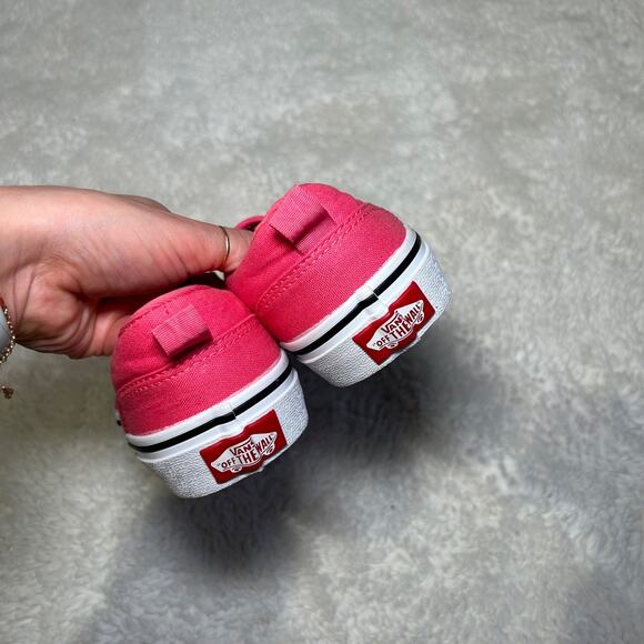 Size 3 - VANS Girls Asher Low Slip On Pink Girly Preppy Skater Girl Casual - Picture 6 of 7